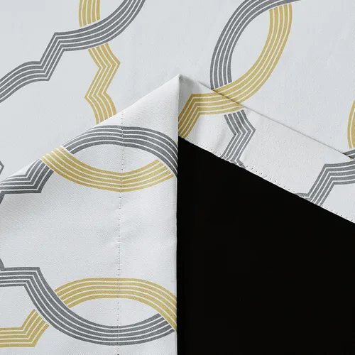 Miniatura 9 de Cortinas 100% blackout, de 54 pulgadas de largo, para dormitorio, amarillo gris sobre blanco con patrón geométrico marroquí, para sala de estar