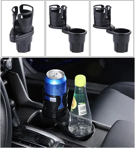 Miniatura 5 de Car Cup Holder Expander Adapter 2 in 1 Multifunctional 2 Cup Mount Extender 360 Rotating Bottles Drink Holder Car Gadget