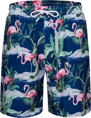 Miniatura 4 de fohemr Mens Hawaiian Shirt and Short Beach Set Match Tropical PineappleFlamingo Pattern Outfits Short Sleeve Short 2 PC