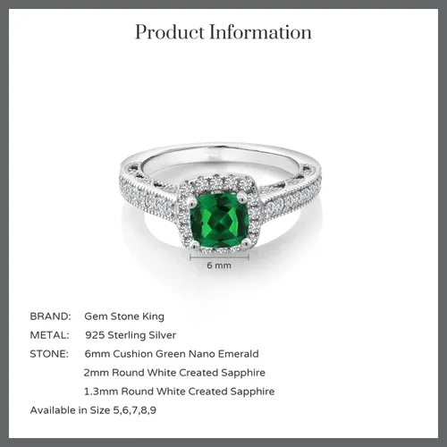 Miniatura 20 de Gem Stone King Anillo de compromiso de plata de ley 925 de 0.236 in con piedra natal y zafiro blanco creado con acento Anillo de compromiso