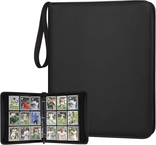 Miniatura 33 de GERMUN Carpeta de tarjetas de poliuretano, 16 bolsillos, carpetas de soporte premium para más de 1000 tarjetas, álbum de bolsillo de doble cara