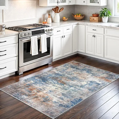 Miniatura 1158 de IOHOUZE Alfombra abstracta lavable de 3 x 12 pies para pasillos, antideslizante para cocina, camino de entrada de lana sintética para interiores