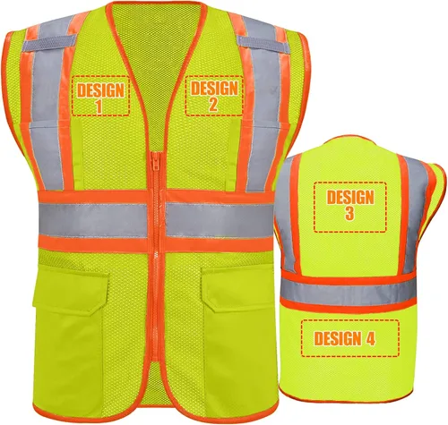 Miniatura 36 de Chalecos de seguridad con logotipo personalizado (S, M, L, XL, 2XL, 3XL, 4XL) Chalecos de seguridad reflectantes de alta visibilidad Clase 2