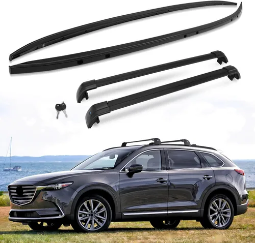 Miniatura 9 de Bastidores de techo mejorados de 220 LBS y rieles laterales para Mazda CX5 CX-5 2017-2025, aleación de aluminio completa, un juego incluye 2 barras