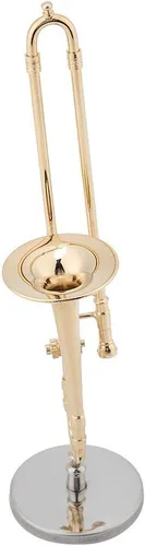 Miniatura 8 de Trombon Miniatura Trombón Ornamento Trombón Instrumento Musical Miniatura Modelo Trombón Con Supoort Y Estuche Para Casa De Muñecas Decoración De