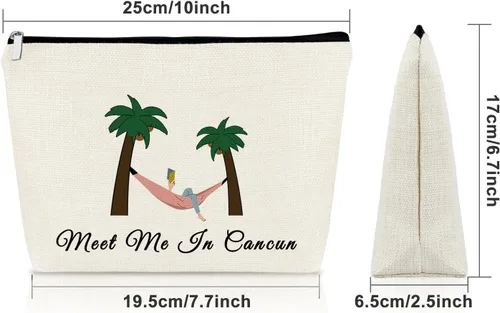 Miniatura 2 de Sazuwu Bolsa de maquillaje para mujer, Encuéntrame en Cancún, Tema playero