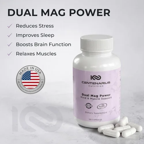 Miniatura 4 de Dual Mag Power - Complejo avanzado de magnesio con Magteína y TRAACS para concentración, sueño, recuperación muscular y equilibrio energético