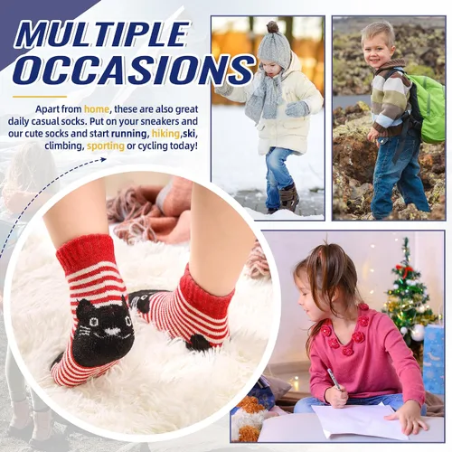 Miniatura 84 de Eocom 6 pares de calcetines de invierno cálidos de lana para niños y niñas