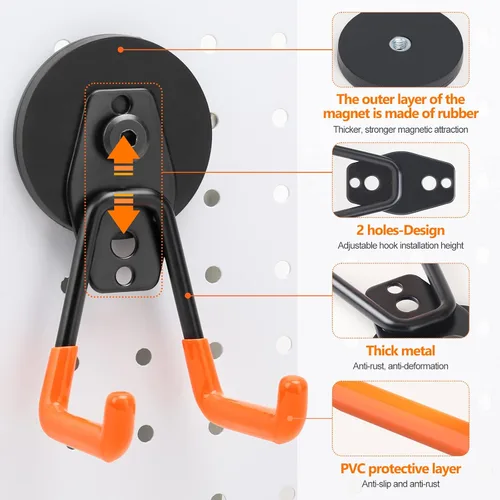 Miniatura 3 de Homde Gancho magnético resistente, combinación de 2 correas y 2 soportes magnéticos, colgador de garaje fuerte de 2.6 pulgadas para taller, caja