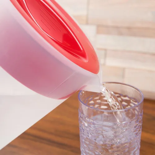 Miniatura 6 de Rubbermaid Jarra clásica de 1 galón con base transparente, tapa roja