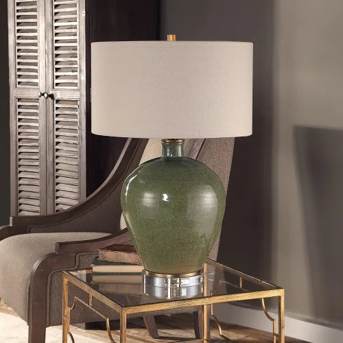 Miniatura 4 de Uttermost Elva Lámpara de mesa de cerámica esmaltada verde esmeralda