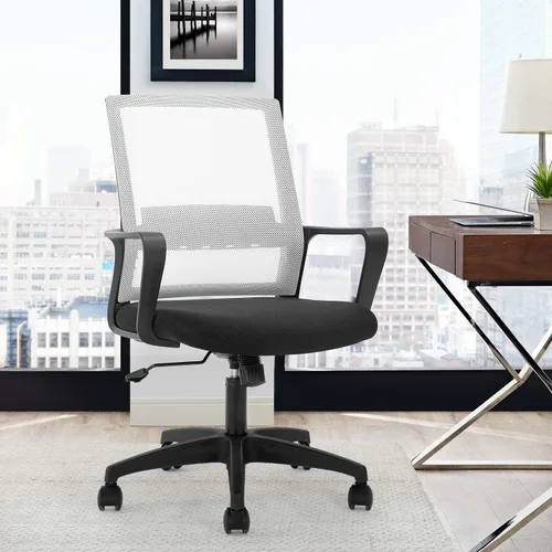 Miniatura 2 de Silla de oficina ergonómica de escritorio, silla de malla para computadora, respaldo medio, silla giratoria de malla para oficina en casa, silla