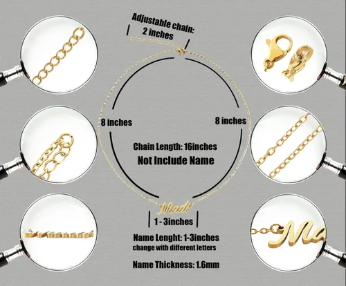 Miniatura 4 de Aoloshow Collar con nombre personalizado con cualquier nombre, joyería para mujer, regalo de dama de honor para nueva mamá, Metal, no aplica