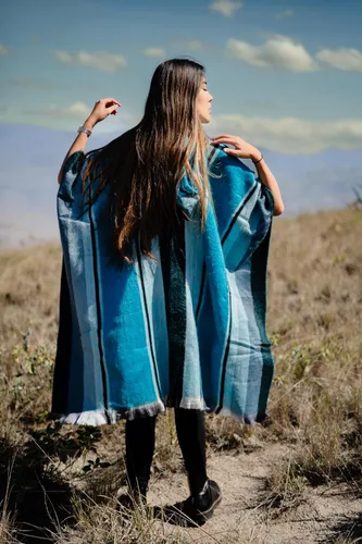 Miniatura 2 de Ponchos for Women, Alpaca Wool, Ponchos Adult, Poncho Sweater Women, Womens Poncho, Blue shawls and wraps