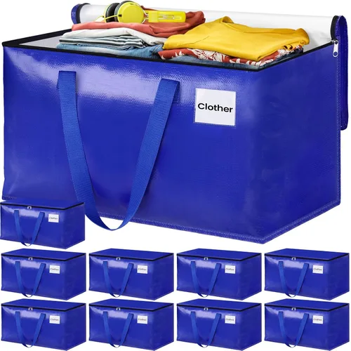Miniatura 15 de Bolsas de mudanza extra grandes, bolsas de almacenamiento con asas de estudio y cremalleras resistentes, suministros de mudanza para mudanza