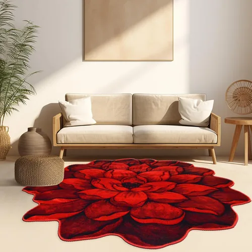 Miniatura 14 de Alfombra redonda de 2 pies con forma de flor, bonita alfombra de felpa con forma de flor, para dormitorio, suelo, sala de estar, alfombra 301 beige