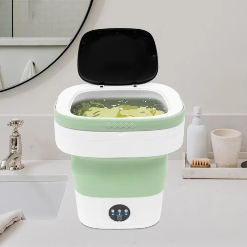 Miniatura 10 de Mini lavadora portátil de 12 L, lavadora plegable y secadora giratoria con cesta de drenaje, lavadora eléctrica plegable para apartamentos, camping