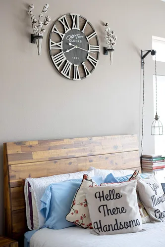 Miniatura 4 de Reloj de pared rústico de madera romana de 30 pulgadas, manecillas plateadas (letras de madera blanca, 30 pulgadas)