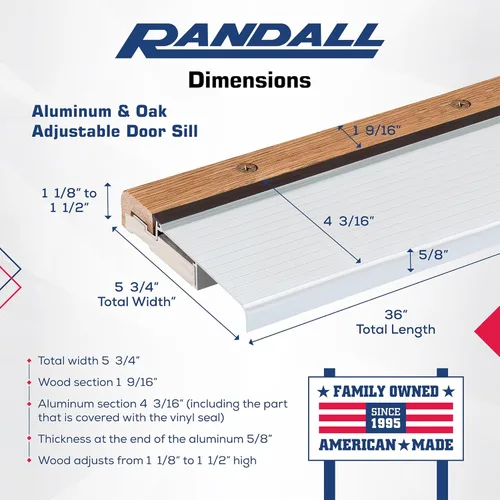 Miniatura 2 de Sill' de puerta ajustable de aluminio y roble de 3' (gris/molino)