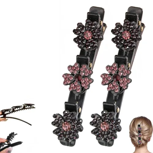 Miniatura 8 de Pinzas de pelo trenzadas para mujeres y niñas, 2025 nuevas pinzas de pelo con piedras de cristal brillantes, pinzas cortas de pico de pato