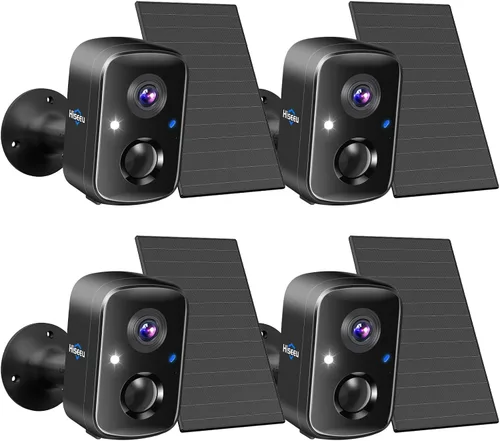 Miniatura 10 de Hiseeu Cámaras de seguridad solar inalámbricas para exteriores, paquete de 2, cámaras wifi de 3K 4MP alimentadas por batería para vigilancia