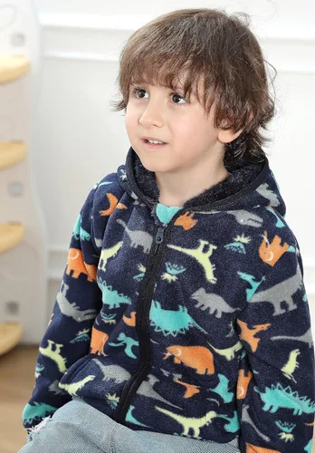 Miniatura 6 de Feidoog - Chaqueta de vellón polar con capucha, de manga larga, gruesa, cálida y resistente, para bebé o niños pequeños, para otoño o invierno