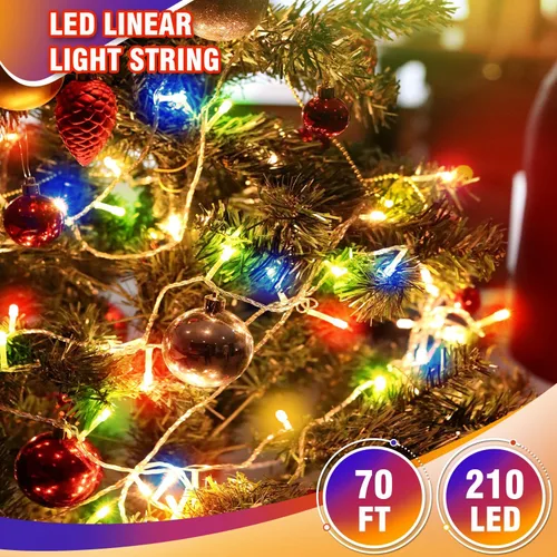 Miniatura 4 de WASTROYAL- Guirnalda de 210 luces led, 70 pies, crean un deslumbrante brillo azul ideal para envolver árboles, decorar ventanas, rieles de escalera