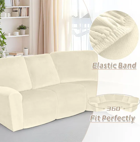 Miniatura 697 de Arfntevss Fundas de sofá seccional reclinable de terciopelo, Funda de sofá seccional de esquina para sofá reclinable, Funda elástica suave