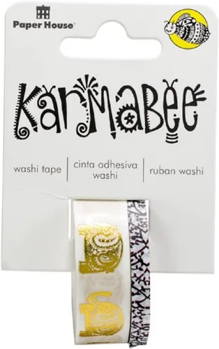 Paper House Productions Karmabee - Juego de 2 rollos de cinta washi decorativa para álbumes de recortes y manualidades, desfile de elefantes