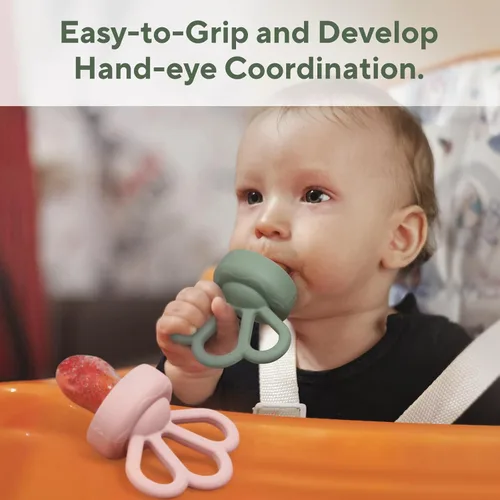 Miniatura 2 de Carrot Baby - Alimentador de alimentos de frutas frescas y paquete de 2 alimentadores de malla de silicona, autoalimentación segura para bebés