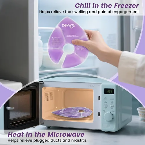 Miniatura 6 de NEWGO Almohadillas de terapia mamaria de gran tamaño, esenciales para lactancia materna, paquetes de hielo de gel frío y caliente para lactancia
