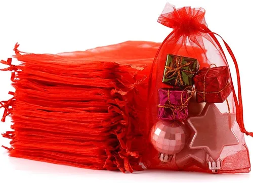 Miniatura 22 de Meowoo 100 bolsas de organza, bolsas de malla pequeñas de 3 x 4 pulgadas con cordón, bolsas de regalo de malla con cordón para joyas, dulces