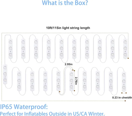 Miniatura 5 de Luces de repuesto blancas de 12 V para inflables con almohadilla autoadhesiva, 20 unidades, 3 LED, ideal para inflables de vacaciones en el patio