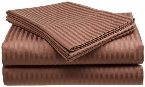 Miniatura 8 de Paquete de 2: Juego de 4 piezas - Juego de sábanas finas de 400 hilos 100% algodón Dobby Stripe (matrimonial, beige - beige)