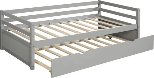 Miniatura 5 de Merax Sofá cama tamaño individual con nido, marco de sofá cama de madera maciza, color gris
