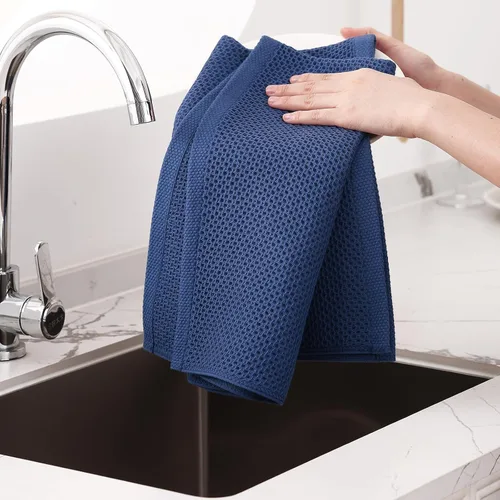 Miniatura 56 de Homaxy Trapos de cocina de 100% algodón, tejido de punto gofre, ultrasuaves, absorbentes y de secado rápido, 12 x 12 pulgadas, paquete de 6, blanco