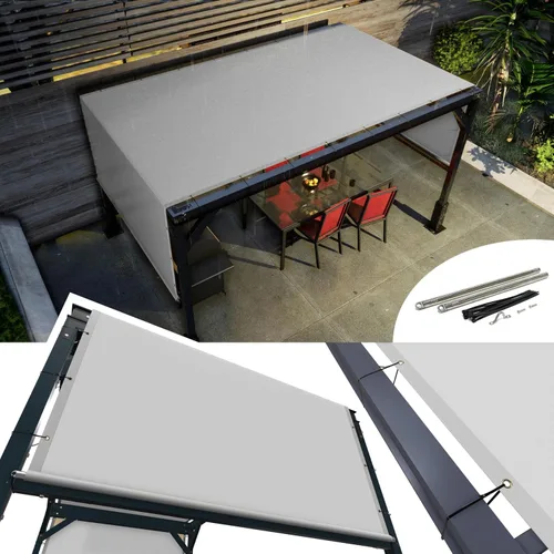 Amgo - Toldo de pérgola impermeable gris UPF50 para sol, 8' de ancho x 20' de largo, cubierta de reemplazo para toldo de sombra para patio al aire