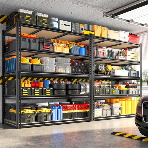 Miniatura 2 de REIBII Estantería de garaje de 48" de ancho, estantes de almacenamiento de 3020LBS, estantes de 5 niveles, estante resistente para garaje ajustable