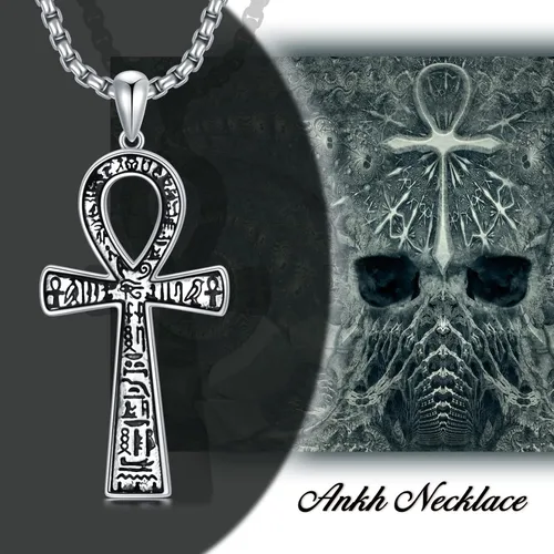 Miniatura 6 de SLIACETE 925 Sterling Silver Ankh CrossStethoscopeAngelMoonPink RibbonEvil EyeSnowflakePlanetMountain Pendant Necklace Jewelry Gift for Women