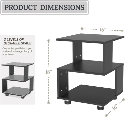 Miniatura 2 de Jerry & Maggie Magic Cube - Mesita de noche moderna para dormitorio, armario de noche individual, 1 paquete de mesita de noche de madera de mediados