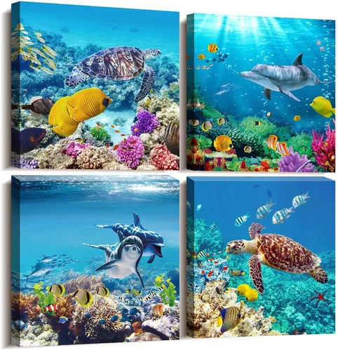 Miniatura 11 de Arte de pared para sala de estar, diseño de flores azules cian en blanco y negro, impresiones en lienzo grande para decoración de pared, obras