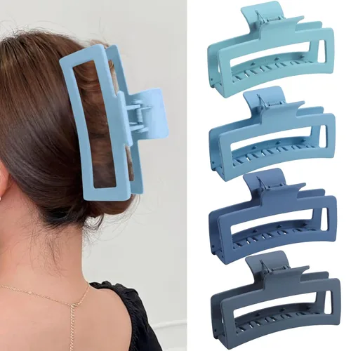 Miniatura 14 de ZYTJ Pinzas de garra negras extra grandes de 5 pulgadas para cabello grueso y largo, paquete de 4 clips de garra extra grandes, pinzas rectangulares
