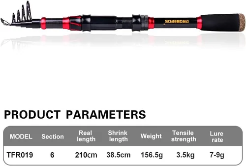 Miniatura 2 de Combo de caña de pescar y carrete, caña de pescar telescópica de fibra de carbono de 6.9 pies con combo de carrete de spinning/baitcasting, agua A
