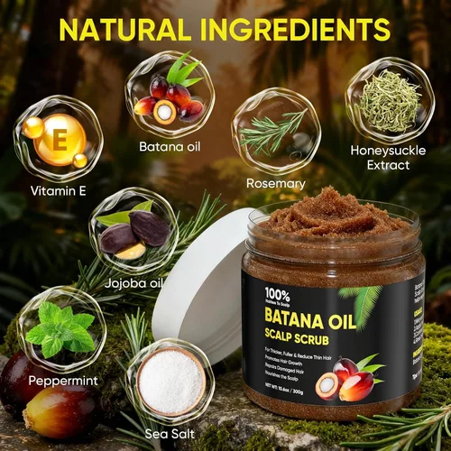 Miniatura 5 de Batana Oil Exfoliante para el crecimiento del cabello, batana orgánica para nutrir el cabello con romero, aceite de cuero cabelludo promueve