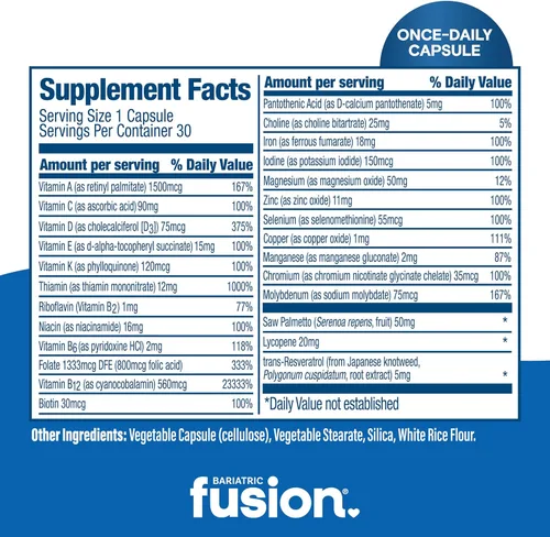 Miniatura 4 de Bariatric Fusion Multivitamínico bariátrico One Per Day con hierro para hombres con vitaminas de apoyo para la próstata y el corazón* Bypass