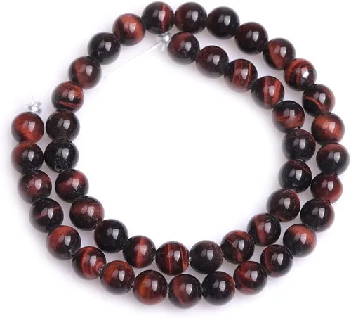 Miniatura 5 de JOE FOREMAN Cuentas de ojo de tigre rojo natural de 0.236 pulgadas (0.236 in), piedras preciosas semipreciosas, chakras redondas de agujero grande