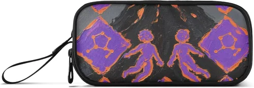 Bolsas de lápices de nylon para niñas Géminis púrpura naranja negro gran capacidad estuche de lápices escuela papelería para mujer primaria estuche