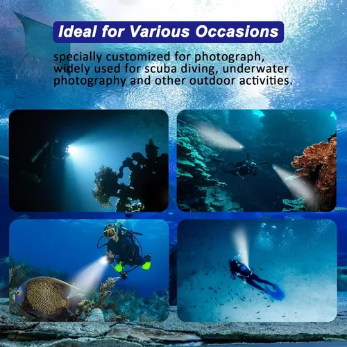 Miniatura 6 de Luz de buceo para fotografía subacuática, linterna de buceo súper brillante de 4500 lúmenes, luz de video subacuática impermeable de 328.1 ft