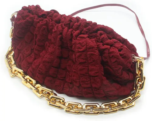 NAARIIAN Bolso de dumpling para mujer diseño fruncido en forma de nube bolso de hombro con cadena gruesa de piel sintética