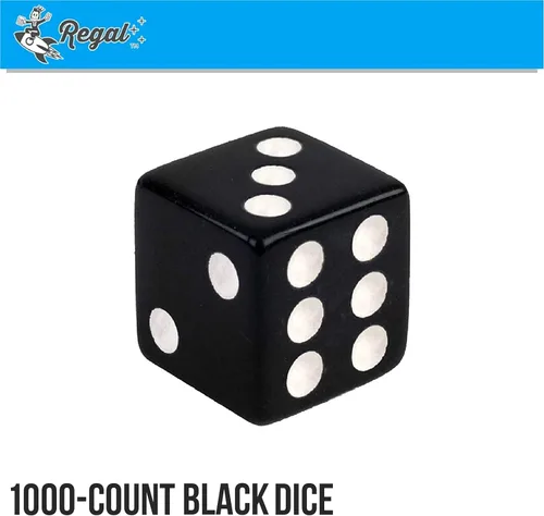 Miniatura 2 de Regal Games Juego de dados de 6 caras – Jugando negro 0.630 in – Dados cuadrados para aula o noche de juegos en familia – 1000 dados